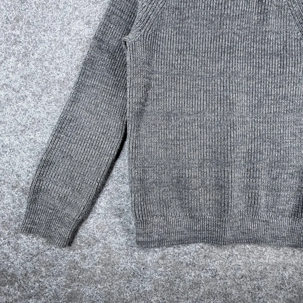 Banana Republic Sweater Mens Medium Heathered Gray Cotton Tight Knit Ribbed Snap